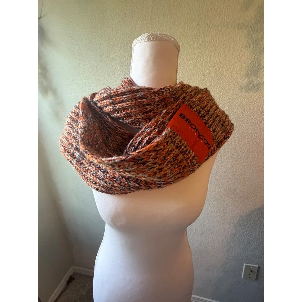 Denver Broncos NFL Marled Knit Infinity Scarf Orange Blue White One Size
